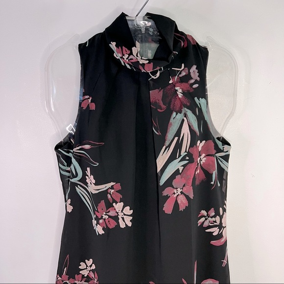 NEW Le Chateau Sheer Black Floral Lined Tank Top Blouse Size XXS - Picture 3 of 6